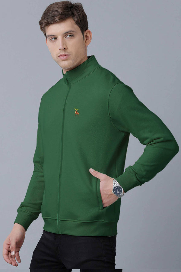 Elo Polo Republica Men's Moose Embroidered Fleece Zipper Jacket Bottle Green