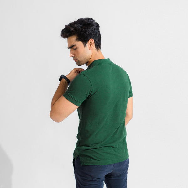 elo Polo Republica Men's Moose Embroidered Polo Shirt Bottle Green