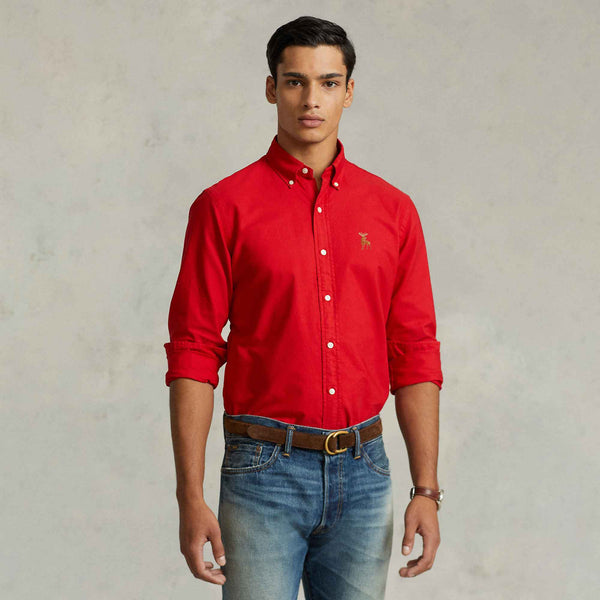 elo Polo Republica Men's Moose Embroidered Premium Casual Shirt Red