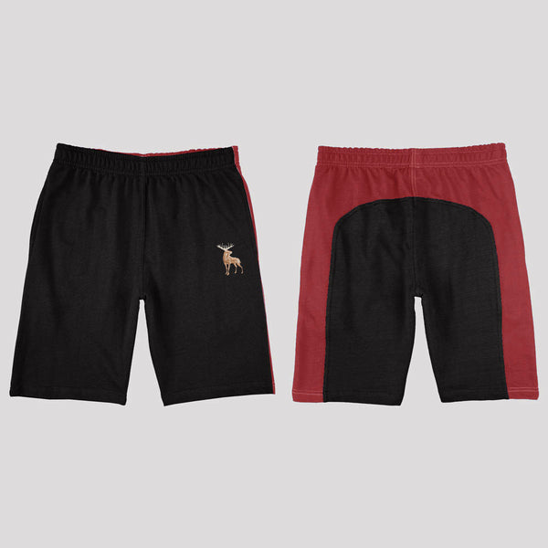 elo Polo Republica Men's Moose Embroidered Terry Shorts Black & Red