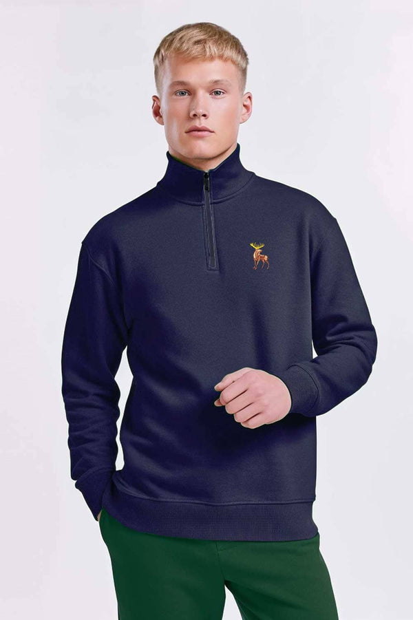 Elo Polo Republica Men's Moose Quarter Zipper Long Sleeve Sweat Shirt Red