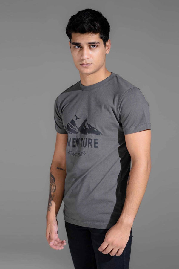 elo Polo Republica Men's Mountain Adventure Printed Crew Neck Tee Shirt Graphite