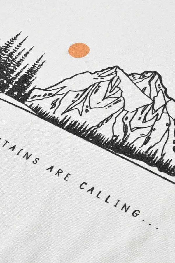 Elo Polo Republica Men's Mountains Are Calling Printed Crew Neck Tee Shirt Off White