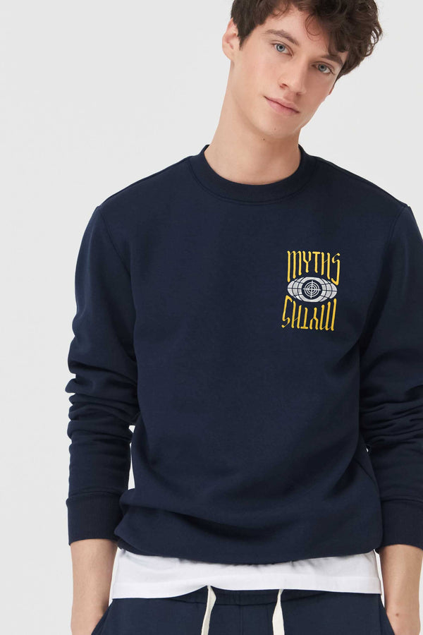 Elo Polo Republica Men's Myths Trust Printed Long Sleeve Sweat Shirt Navy