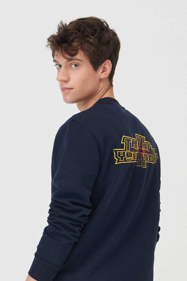 Elo Polo Republica Men's Myths Trust Printed Long Sleeve Sweat Shirt Navy