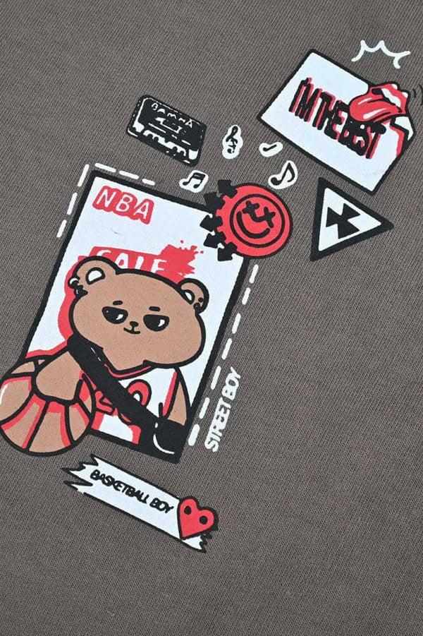 Elo Polo Republica Men's NBA Bear Printed Long Sleeve Sweat Shirt Mud