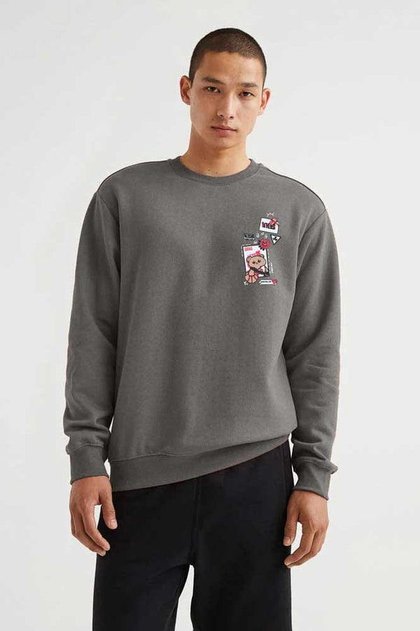 elo Polo Republica Men's NBA Bear Printed Long Sleeve Sweat Shirt Mud