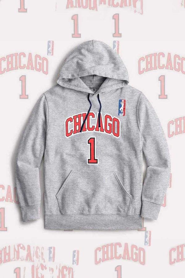 Elo Polo Republica Men's NBA Chicago Printed Fleece Pullover Hoodie Heather Grey