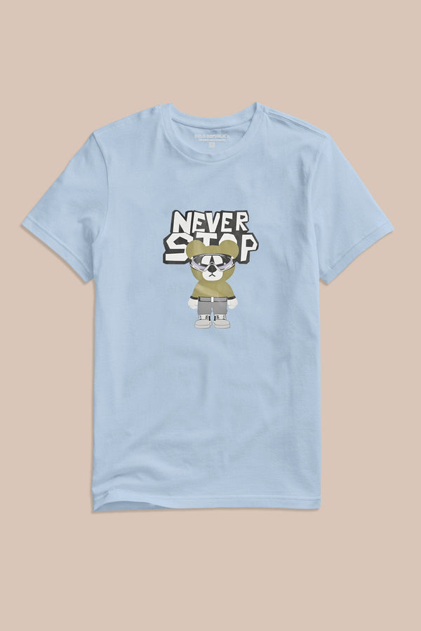 Elo Polo Republica Men's Never Stop Printed Crew Neck Tee Shirt Light Sky