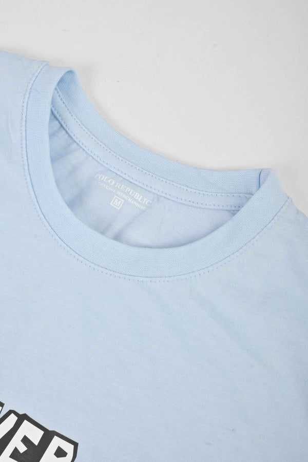 Elo Polo Republica Men's Never Stop Printed Crew Neck Tee Shirt Light Sky