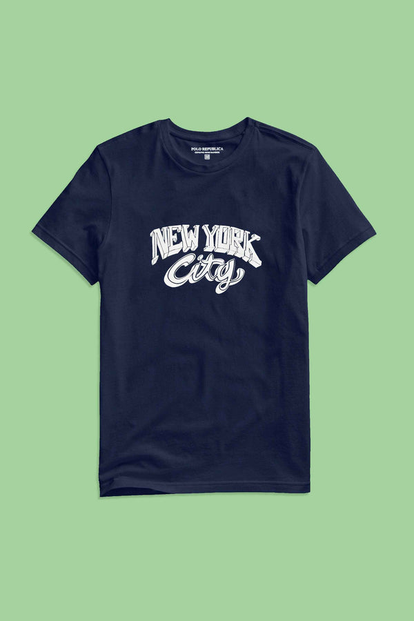 Elo Polo Republica Men's New York City Printed Short Sleeve Tee Shirt Navy