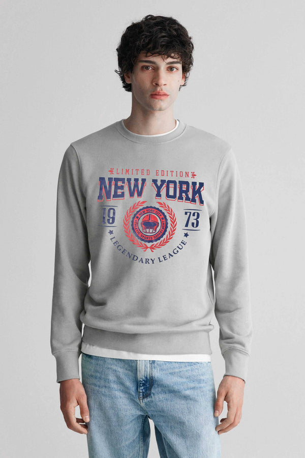 Elo Polo Republica Men's New York Printed Fleece Sweat Shirt Stealth Grey