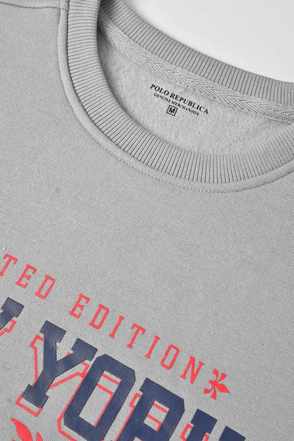 Elo Polo Republica Men's New York Printed Fleece Sweat Shirt Stealth Grey