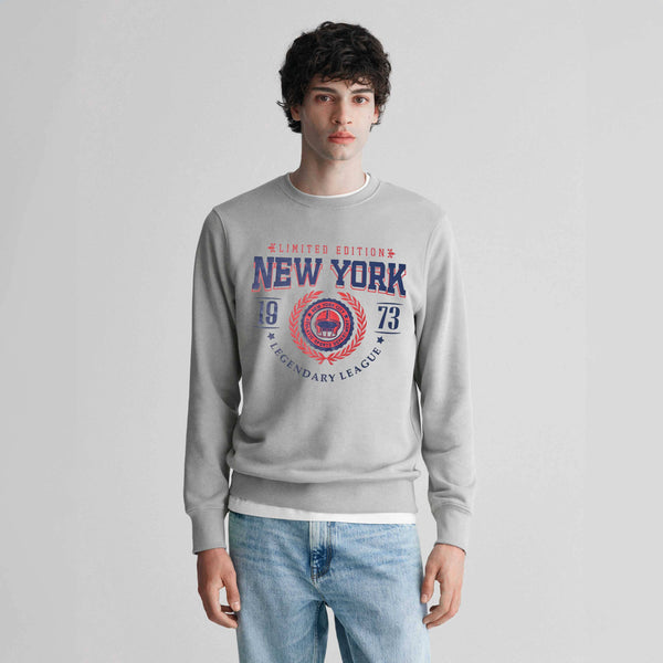 elo Polo Republica Men's New York Printed Fleece Sweat Shirt Stealth Grey