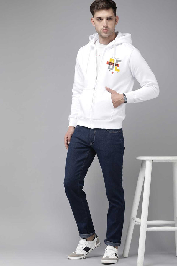 Elo Polo Republica Men's New York Printed Terry Zipper Hoodie White