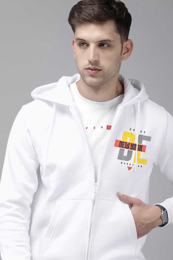 Elo Polo Republica Men's New York Printed Terry Zipper Hoodie White