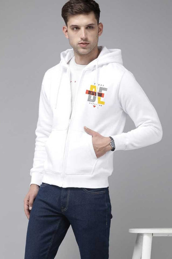 elo Polo Republica Men's New York Printed Terry Zipper Hoodie White