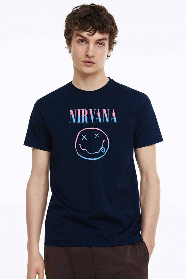 elo Polo Republica Men's Nirvana Printed Crew Neck Tee Shirt Navy