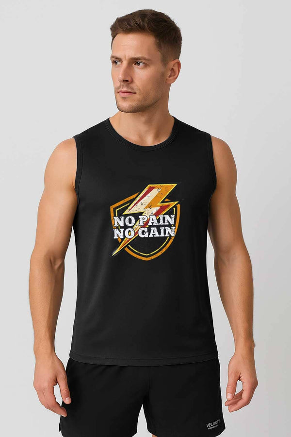 elo Polo Republica Men's No Pain No Gain Activewear Tank Top Black