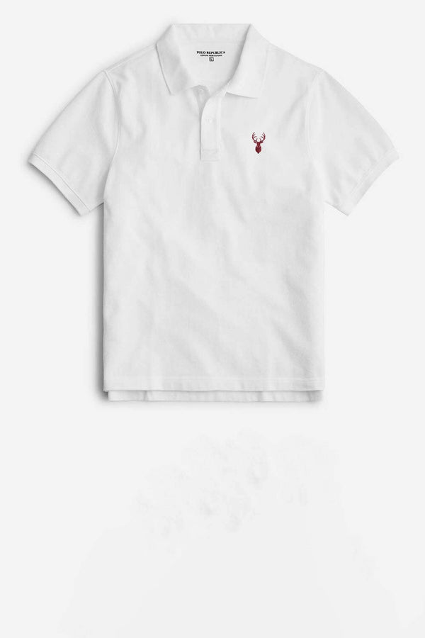 Elo Polo Republica Men's Noble Deer Embroidered Short Sleeve Polo Shirt Red