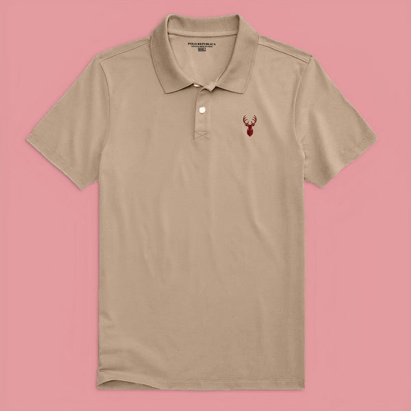 Elo Polo Republica Men's Noble Deer Embroidered Short Sleeve Polo Shirt Red