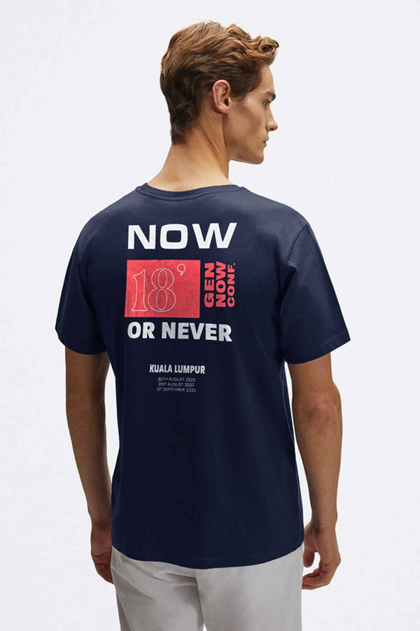 Elo Polo Republica Men's Now Or Never 18 Printed Crew Neck Tee Shirt Navy