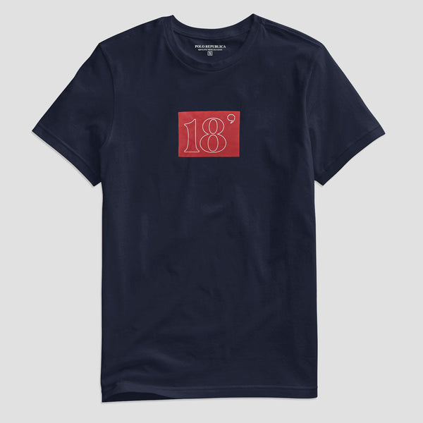 Elo Polo Republica Men's Now Or Never 18 Printed Crew Neck Tee Shirt Navy