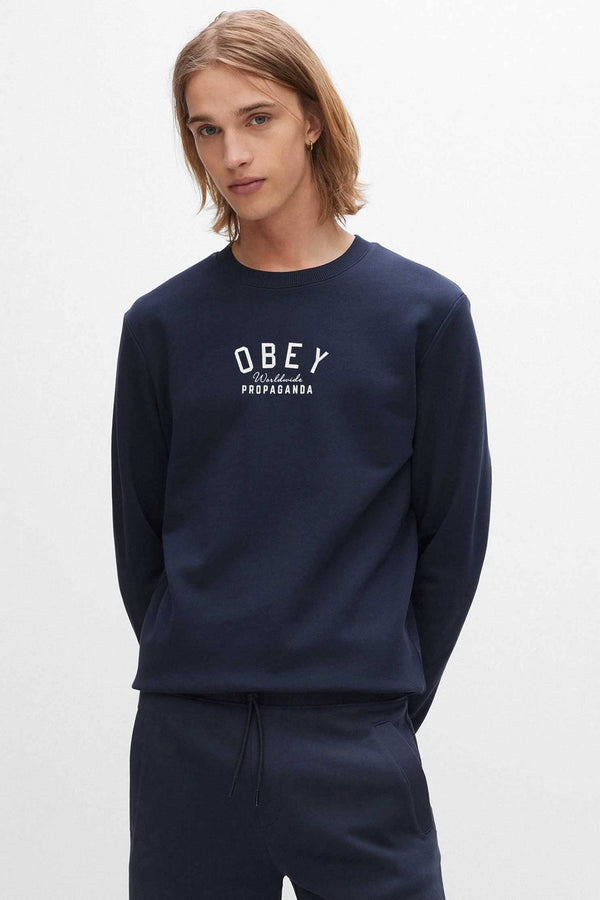 Elo Polo Republica Men's Obey Printed Long Sleeve Sweat Shirt Navy