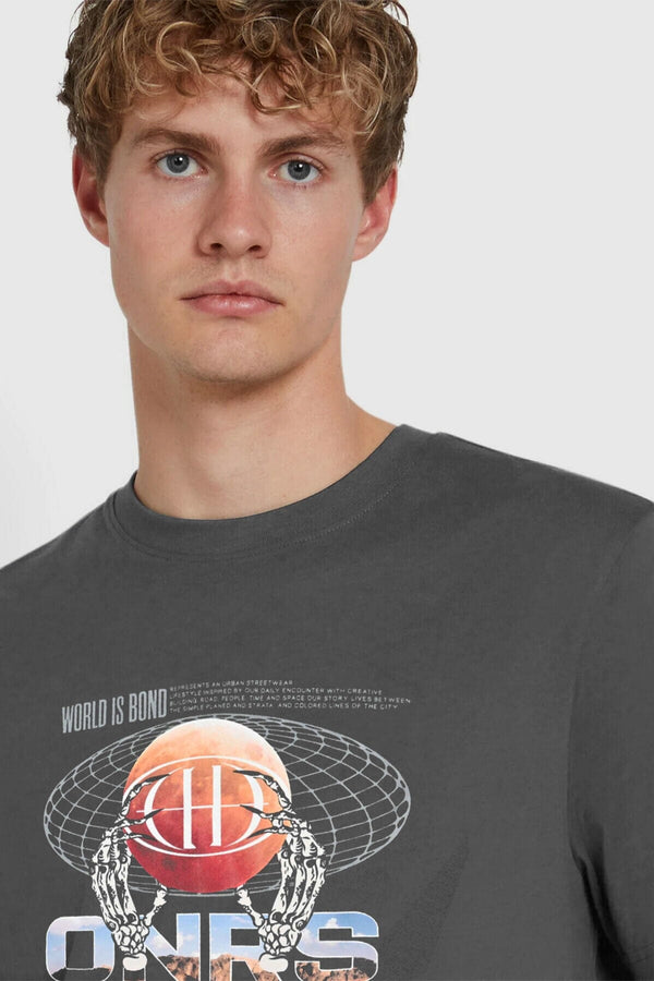 Elo Polo Republica Men's ONRS Globe Printed Tee Shirt Graphite