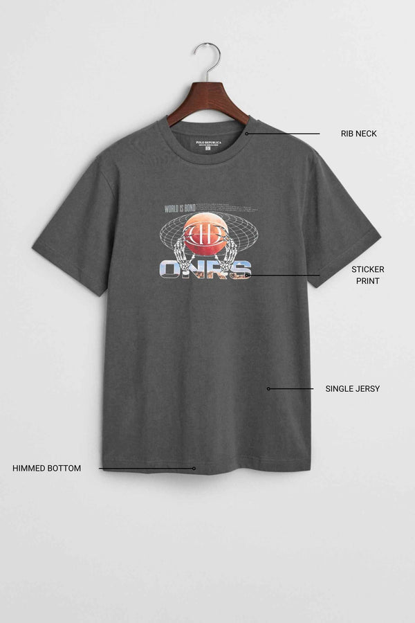 Elo Polo Republica Men's ONRS Globe Printed Tee Shirt Graphite