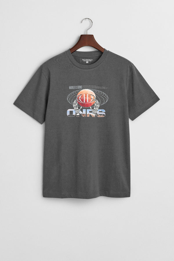 Elo Polo Republica Men's ONRS Globe Printed Tee Shirt Graphite