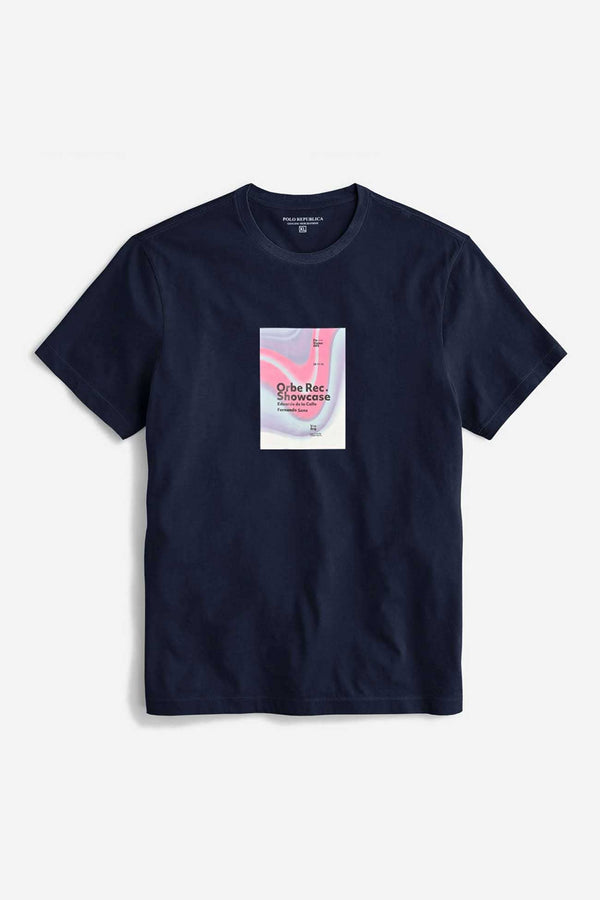 Elo Polo Republica Men's Orbe Rec Printed Crew Neck Tee Shirt Navy