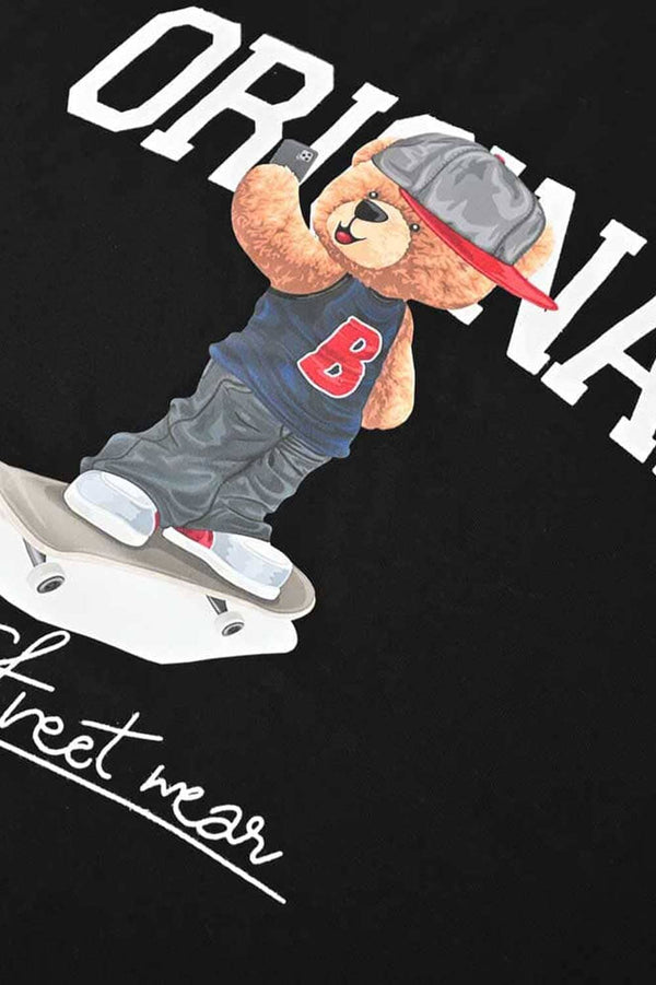 Elo Polo Republica Men's Original Bear Printed Short Sleeve Tee Shirt Black