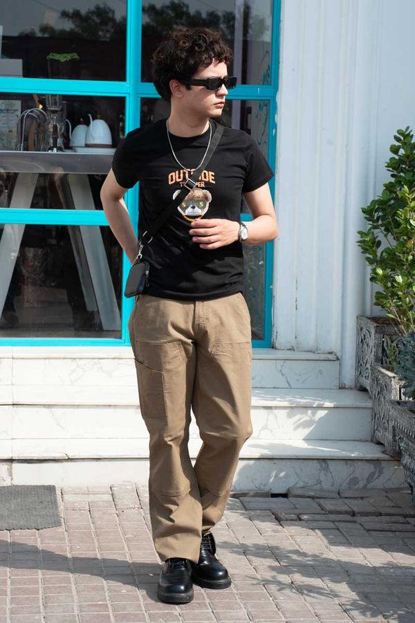 Elo Polo Republica Men's Outside Trapper Printed Crew Neck Tee Shirt Black