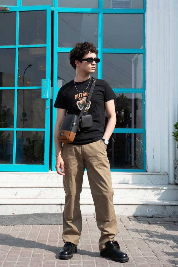 Elo Polo Republica Men's Outside Trapper Printed Crew Neck Tee Shirt Black