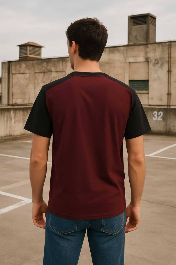 Elo Polo Republica Men's Oversized Dreamer Tee Shirt Black & Maroon