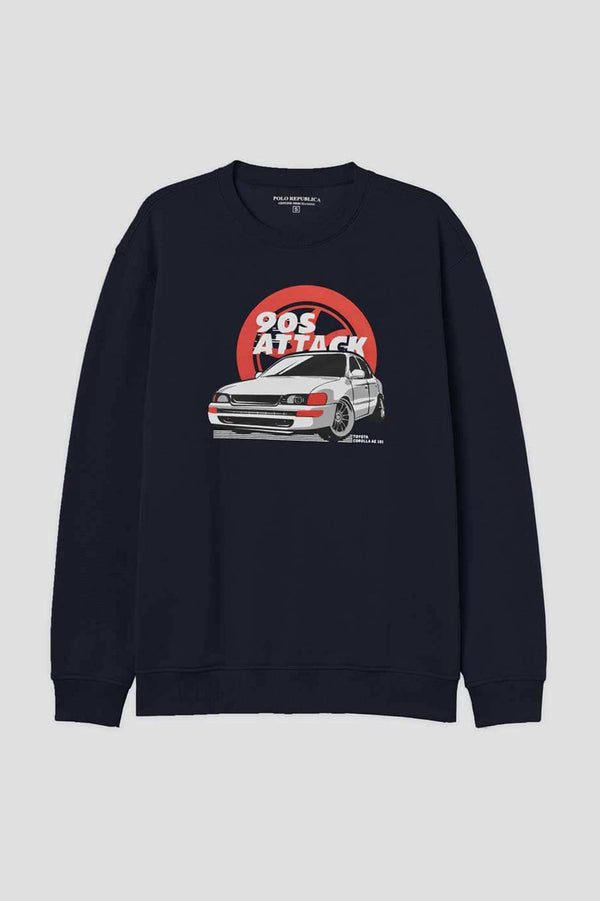 Elo Polo Republica Men's PakWheels 2.0D Corolla Printed Fleece Sweat Shirt Navy