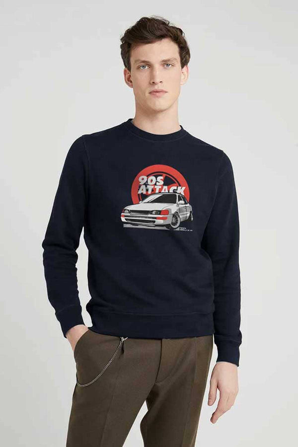 elo Polo republica Men's PakWheels 2.0D Corolla Printed Fleece Sweat Shirt Navy