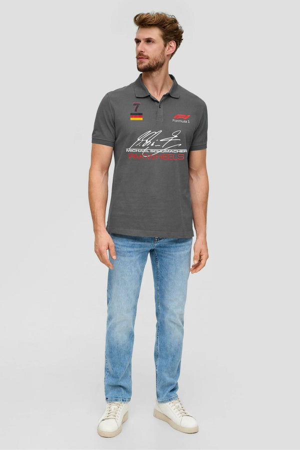 Elo Polo Republica Men's PakWheels Formula 1 Printed Short Sleeve Polo Shirt Graphite