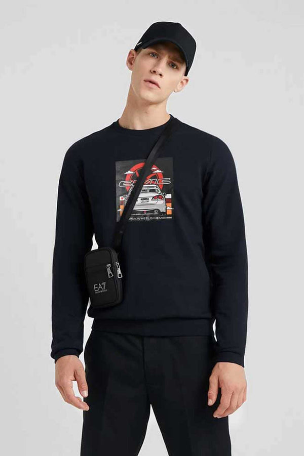elo Polo Republica Men's PakWheels Reborn Printed Fleece Sweat Shirt Navy
