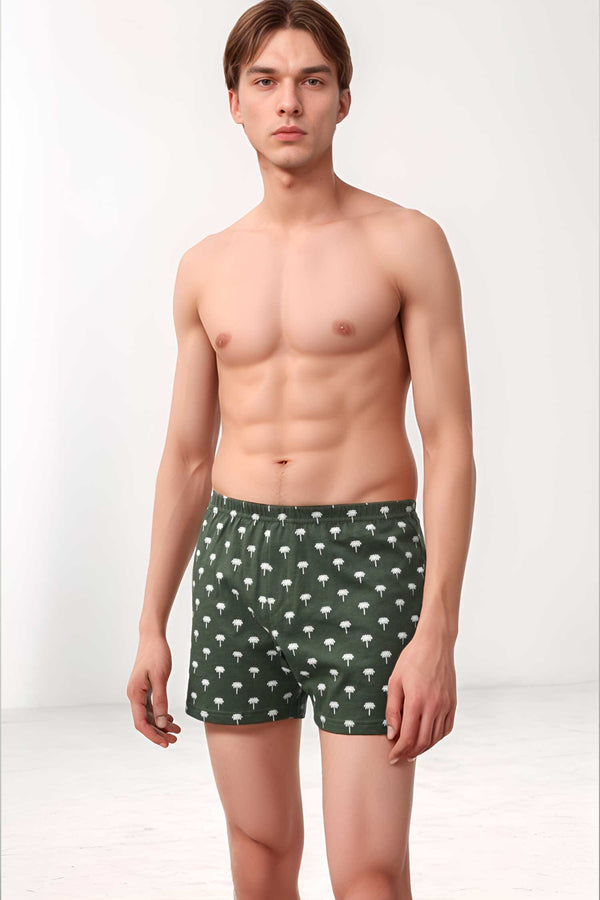 Elo Polo Republica Men's Palm Tree Printed Boxer Shorts Bottle Green