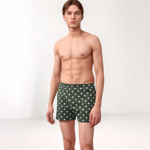 elo Polo Republica Men's Palm Tree Printed Boxer Shorts Bottle Green