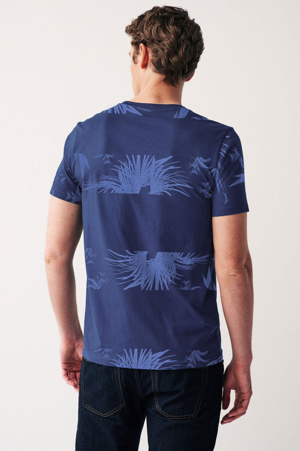 Elo Polo Republica Men's Palm Tree Printed Tee Shirt Navy