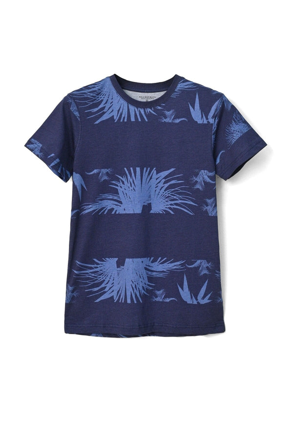 Elo Polo Republica Men's Palm Tree Printed Tee Shirt Navy