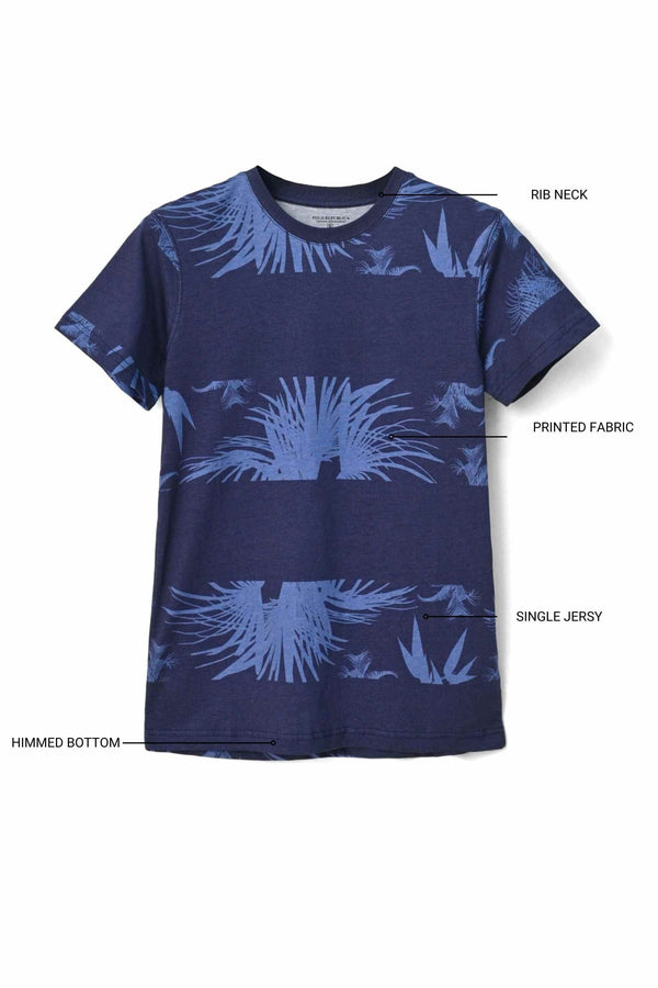Elo Polo Republica Men's Palm Tree Printed Tee Shirt Navy
