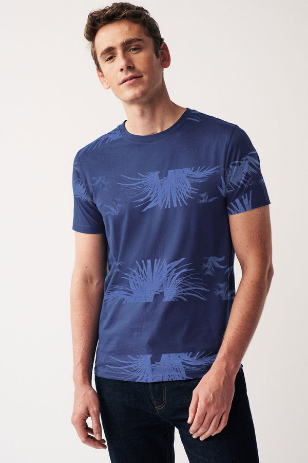 elo Polo Republica Men's Palm Tree Printed Tee Shirt Navy