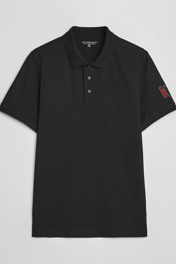 Elo Polo Republica Men's Paper Clips Embroidered Polo Shirt Black