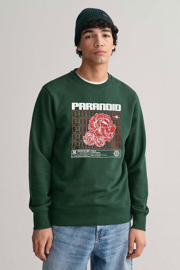 Elo Polo Republica Men's Paranoid Printed Fleece Sweat Shirt Bottle Green
