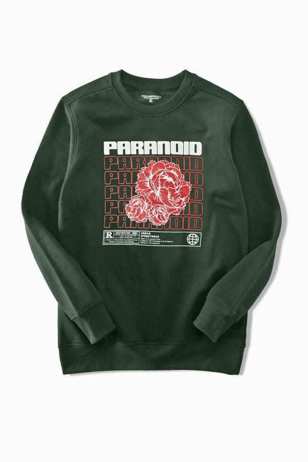 Elo Polo Republica Men's Paranoid Printed Fleece Sweat Shirt Bottle Green