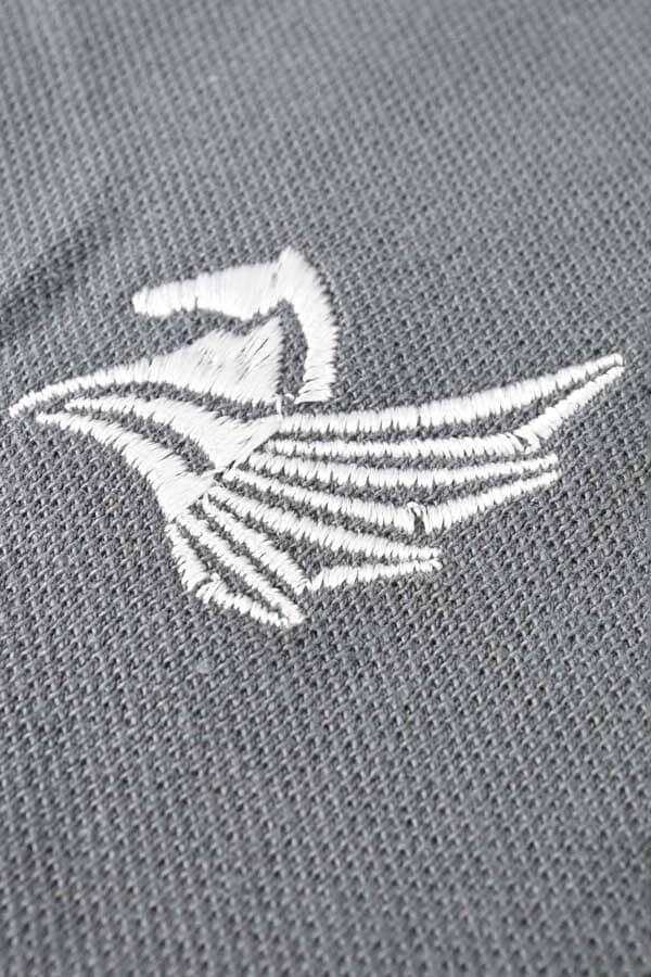 Elo Polo Republica Men's Pegasus & 1 Embroidered Contrast Panels Polo Shirt Slate Grey & Black